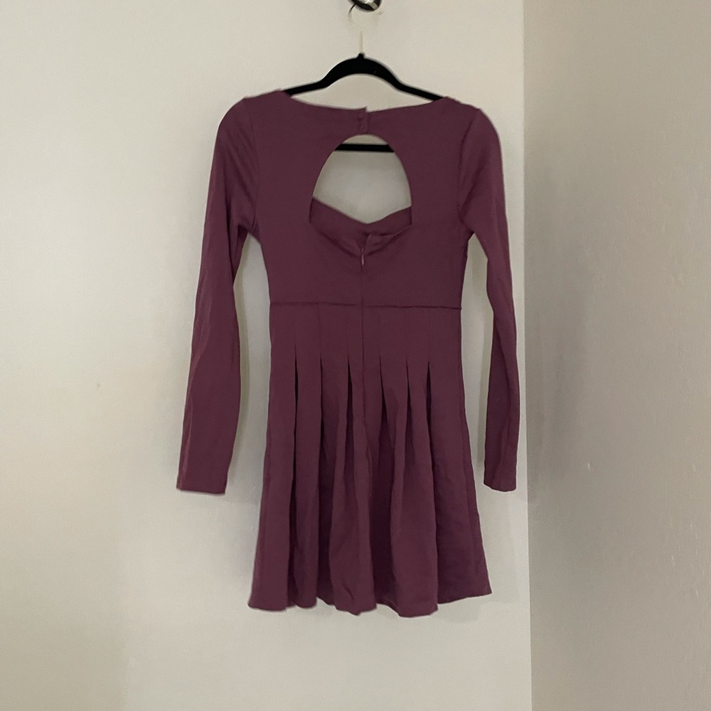 Purple Long Sleeve Mini Dress